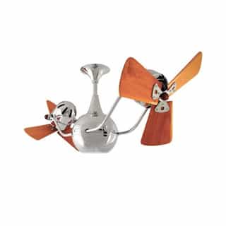 44-in 87W Vent-Bettina Ceiling Fan, AC, 3-Speed, 6-Wood Blades, Damp, Polished Chrome