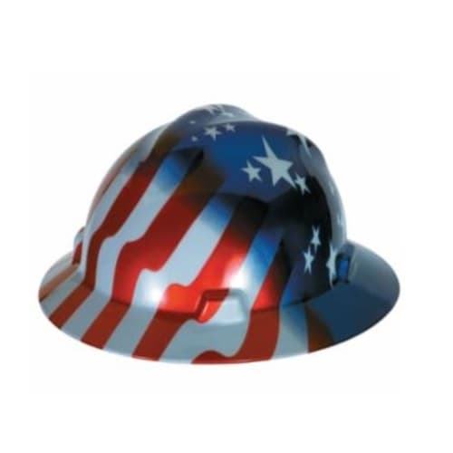 MSA Standard V-Gard Hard Hat, Sizes 6.5-8, Freedom Series American Stars & Stripes
