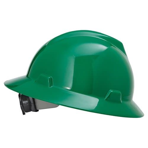 MSA Green Non-Slotted V-Gard Hard Hat