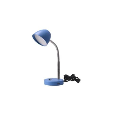 3.5W LED Desk Lamp w/ USB 2.0 Port, 220 lm, 3000K, Blue