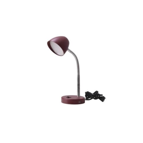 3.5W LED Desk Lamp w/ USB 2.0 Port, 220 lm, 3000K, Burgundy