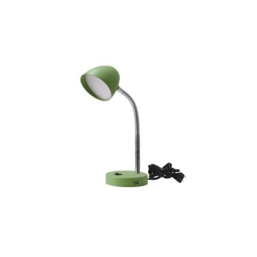 3.5W LED Desk Lamp w/ USB 2.0 Port, 220 lm, 3000K, Green