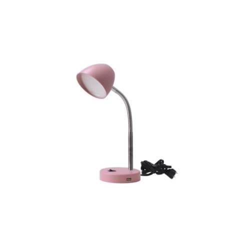3.5W LED Desk Lamp w/ USB 2.0 Port, 220 lm, 3000K, Pink