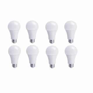 9W LED A19 Bulb, 8-Pack, 60W Inc. Retrofit, 0-10V Dim, Enclosed, E26, 800 lm, 3000K
