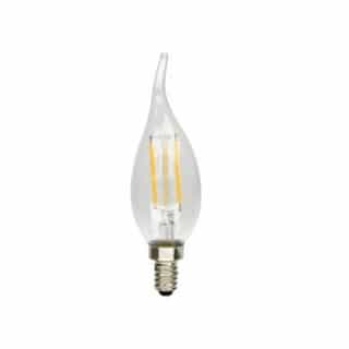 4W LED B10 Filament Bulb, 0-10V Dimmability, 40W Inc Retrofit, E12 Base, 330 lm, 2700K