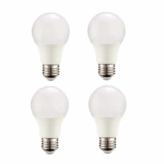 9W LED A19 Bulb, 4-Pack, 60W Inc. Retrofit, Enclosed, E26, 800 lm, 3000K