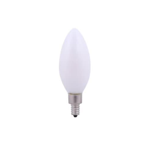 4W LED B10 Filament Bulb, Dimmable, E12, 300 lm, 120V, 2700K, Frosted