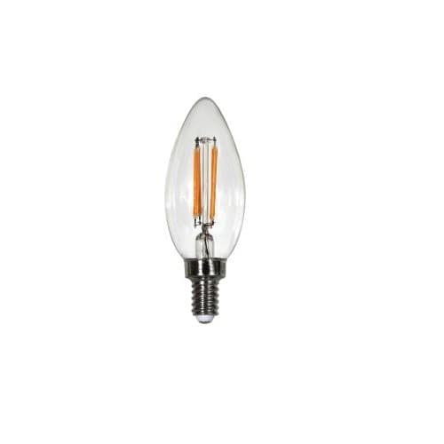 4W LED Filament B10 Bulb, 40W Inc. Retrofit, Dim, E12, 300 lm, 120V, 3000K