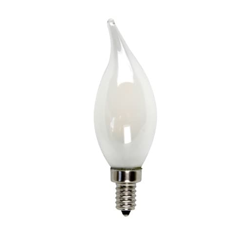 3.5W LED B10 Bulb, Flame Tip, E12, 325 lm, 120V, 2700K, Frosted