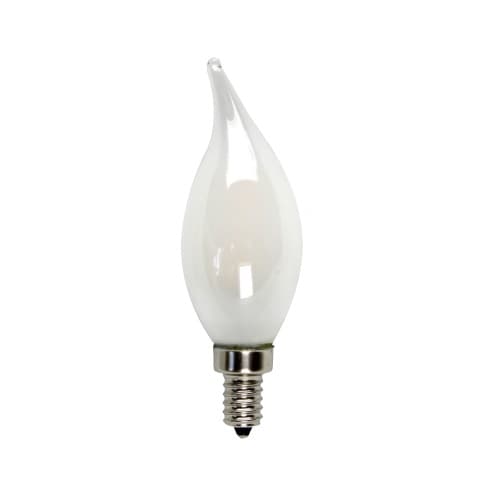 5W LED B10 Filament Bulb, Flame Tip, Dimmable, E12, 525 lm, 120V, 2700K, Frosted