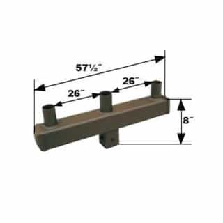 Steel Square Bracket, (3) 4-In Tenon Arm, 180 Degree Angle