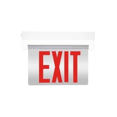 4.2W LED Edgelit Exit Sign w/ Red Letters, 1 Side, 120V-277V, White
