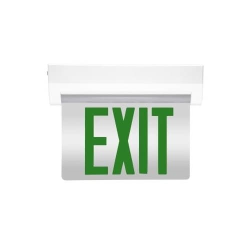 MaxLite 4.2W LED Edgelit Exit Sign w/ Green Letters, 1 Side, 120V-277V, Silver
