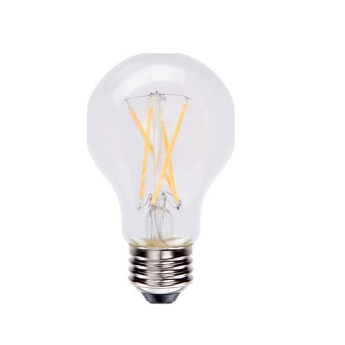 7W LED A19 Filament Bulb, Dimmable, 800 lm, 2700K, White