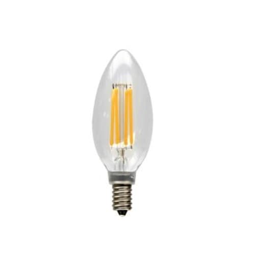 4W LED B10 Bulb, 0-10V Dimmable, E12, 300 lm, 120V, 2700K, Clear