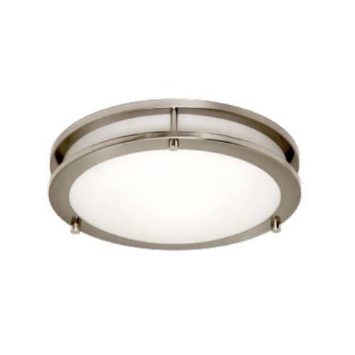 15 Watts 2700K 14" LED Flush Mount Architectural Ceiling Fixture, Brushed Nickel, Etched