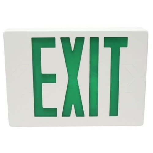 2 Watts Green LED Exit Sign Fixtures with Battery Backup Unit