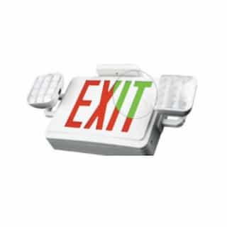 3.5W LED Green & Red Emergency Exit Sign w/ Light, 120V-277V, WH