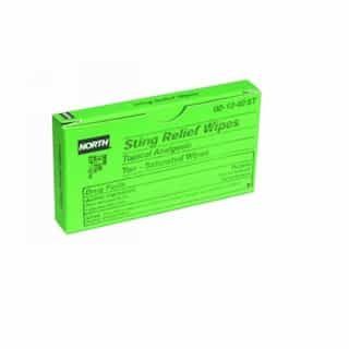 North Safety  Sting Relief Wipes, 6% Benzocaine