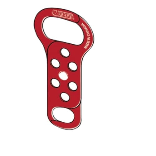 Lockout Hasp, 0.75-in & 1.75-in Jaw Clearance, Red
