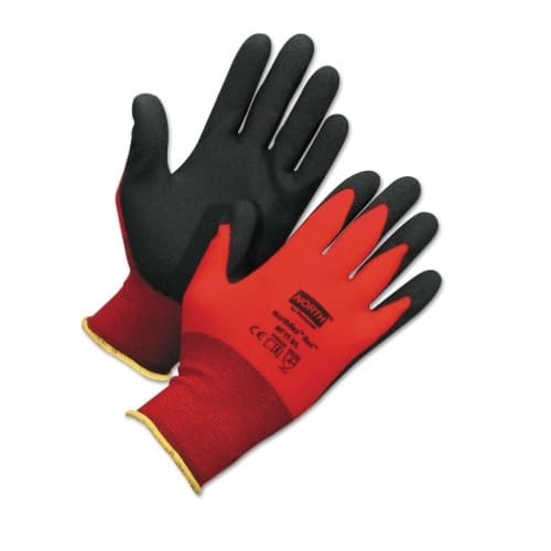 Small Red Foam Gloves w/ PVC Palm Coat, Red