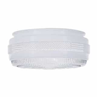 8.38-in Outside Drum Glass Shade w/ Clear Sides & Bottom, White