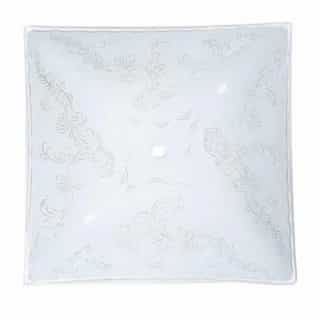12-in Floral Pattern Square Glass Lamp Shade, White