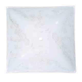 14-in Floral Pattern Square Glass Lamp Shade, White