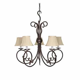 Nuvo 29" Tapas Chandelier Light, Linen Waffle shade, Old Bronze