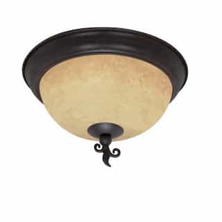 Nuvo 15" Tapas Flush Mount Light, Tuscan Suede Glass, Old Bronze