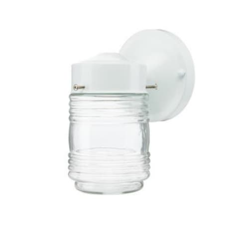 6-in 60W Mason Jar Outdoor Porch Wall Light w/Clear Glass, 120V, White