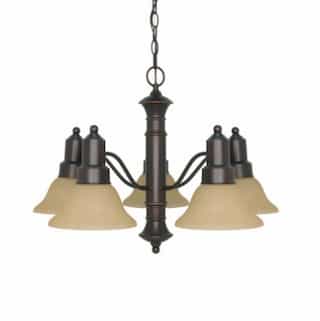 Nuvo 60W 24.5 in. Gotham Chandelier, Champagne Washed Linen, Mahogany Bronze