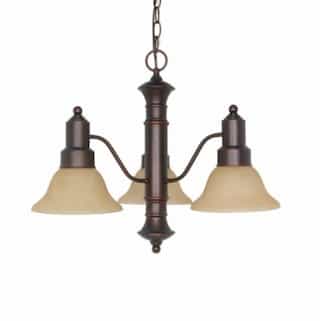 Nuvo 60W 22.5 in. Gotham Chandelier, Champagne Washed Linen, Mahogany Bronze