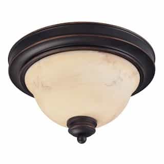 2-Light Small Dome Light Fixture, Copper Espresso, Honey Marble Glass