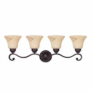 4-Light Wall Mounted Vanity Fixture, Copper Espresso, Honey Marble Glass