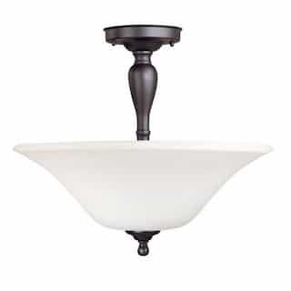 Dupont LED Semi Flush Light, Satin White Glass, Dark Chocolate Bronze