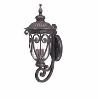 40W Corniche Wall Lantern, Large, Arm Up, Clear Seeded Glass