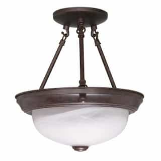 11" Semi-Flush Mount Ceiling Light Fixture, Old Bronze, Alabaster Glass