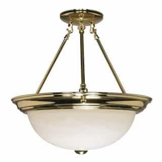 15" Semi-Flush Mount Ceiling Light Fixture, Polished Brass, Alabaster Glass