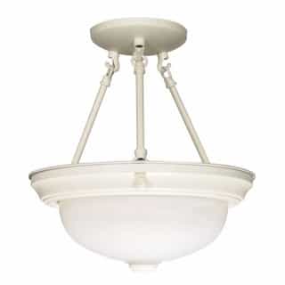 2-Light 13" Semi-Flush Mount Ceiling Light Fixture, Textured White