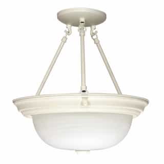 3-Light 15" Semi-Flush Mount Ceiling Light Fixture, Textured White