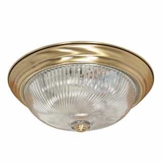 Nuvo 3-Light 15" Flush Mount Ceiling Light Fixture, Antique Brass