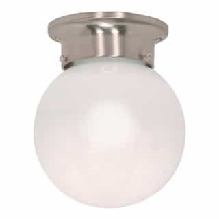 Nuvo 6" Ball Ceiling Light Fixture, Brushed Nickel, White Glass