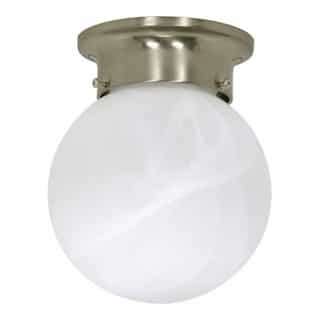 Nuvo 6" Ball Ceiling Light Fixture, Brushed Nickel, Alabaster Glass