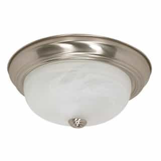 Nuvo 13W 13" Flush Mount Ceiling Fixture, Brushed Nickel, Alabaster Glass