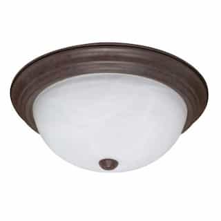 Nuvo 13W 15" Flush Mount Ceiling Fixture, Old Bronze, Alabaster Glass