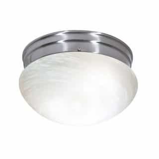 Medium Flush Mount Light Fixture, Brushed Nickel, Alabaster Mushroom Glass