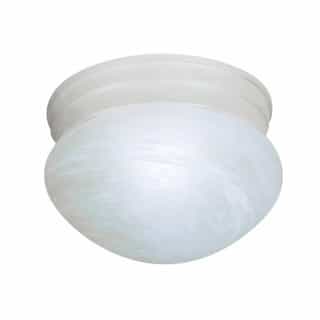 Small Flush Mount Light Fixture, Textured White, Alabaster Mushroom Glass