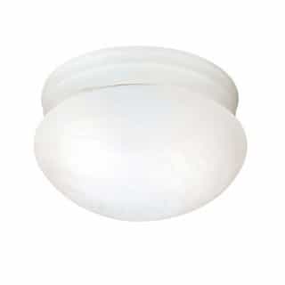 Medium Flush Mount Light Fixture, Textured White, Alabaster Mushroom Glass
