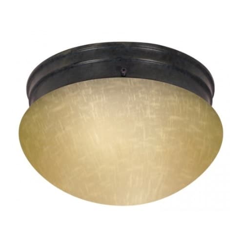 Nuvo 2-Light 8" Flush Mount Light, Mahogany Bronze, Champagne Linen Glass